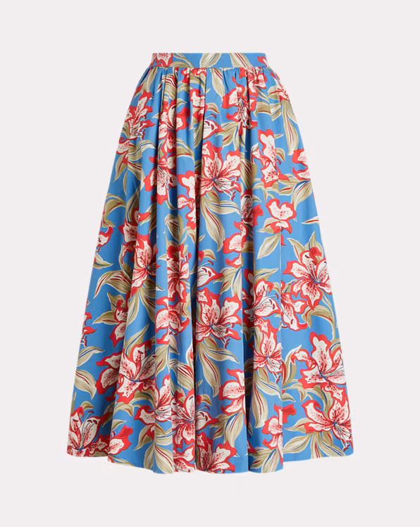Floral Cotton Midi Skirt