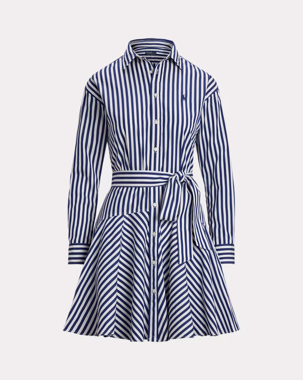 Striped Cotton Panelled Shirtdress