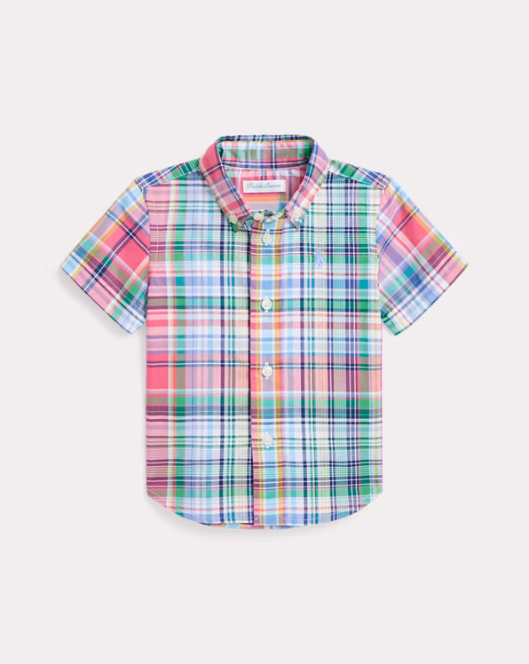 Gingham Cotton Poplin Short-Sleeve Shirt