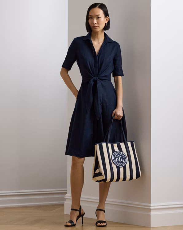 Striped Herringbone Large Emerie Tote