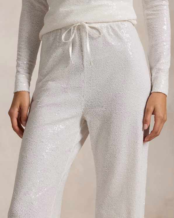 Sequined Mesh Wide-Leg Trouser