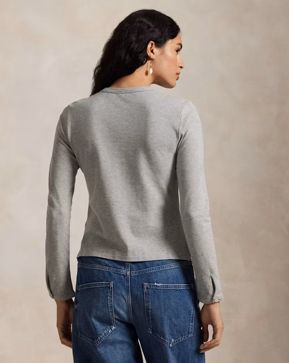 Stretch Mesh Cotton Crewneck Cardigan