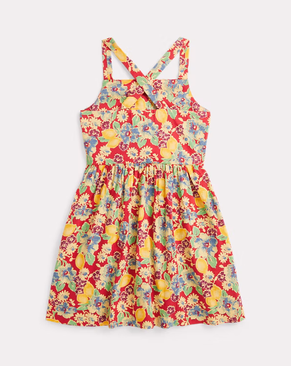 Lemon-Floral Slub Cotton Dress