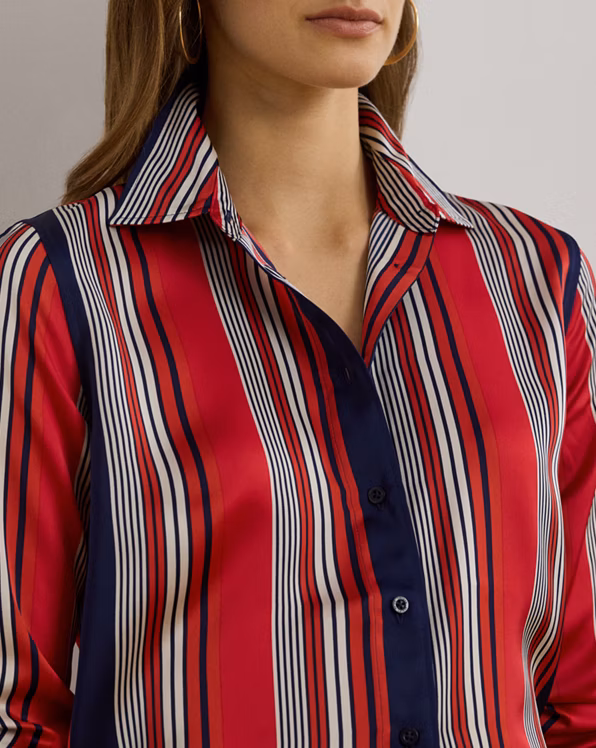 Classic Fit Striped Charmeuse Shirt