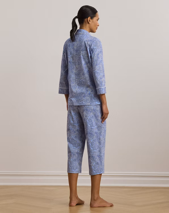 Paisley Cotton Jersey Capri Sleep Set