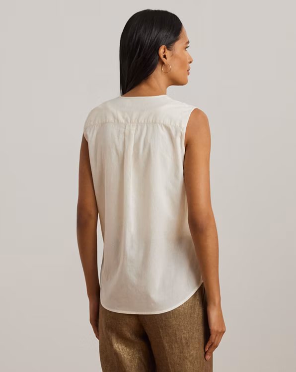 Embroidered Voile Sleeveless Blouse