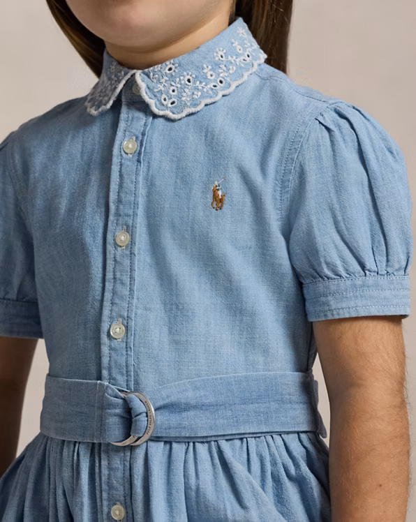 Belted Indigo Chambray Shirtdress