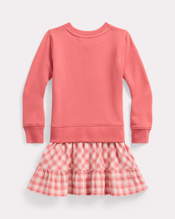 Gingham Fleece Sweatshirt Dress