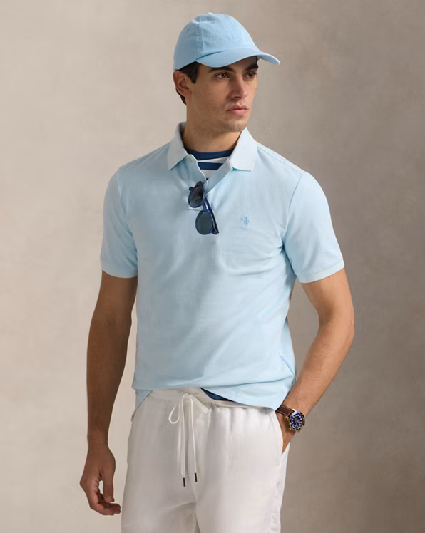 Custom Slim Mineral-Dyed Mesh Polo Shirt
