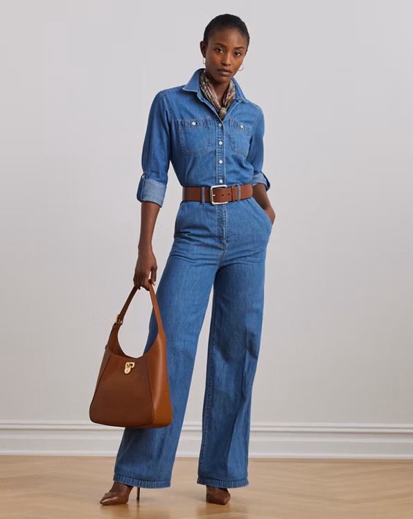 Denim Wide-Leg Jumpsuit