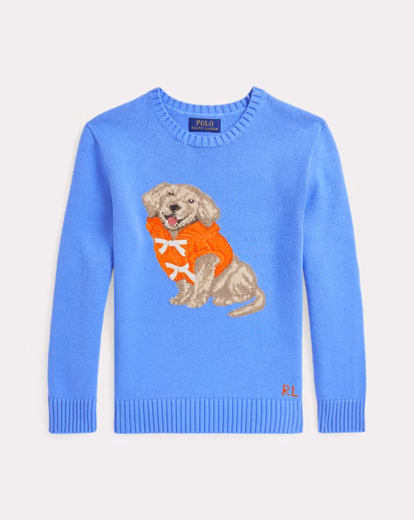 Dog-Intarsia Cotton Jumper