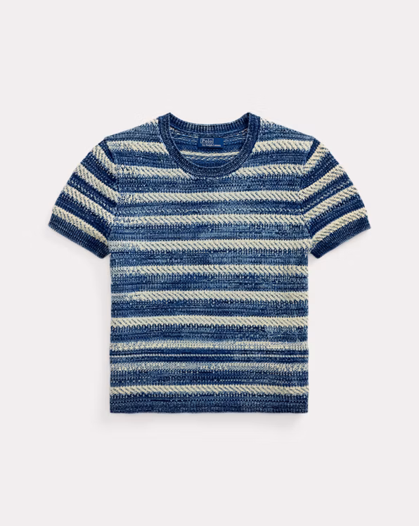 Striped Cotton Short-Sleeve Jumper