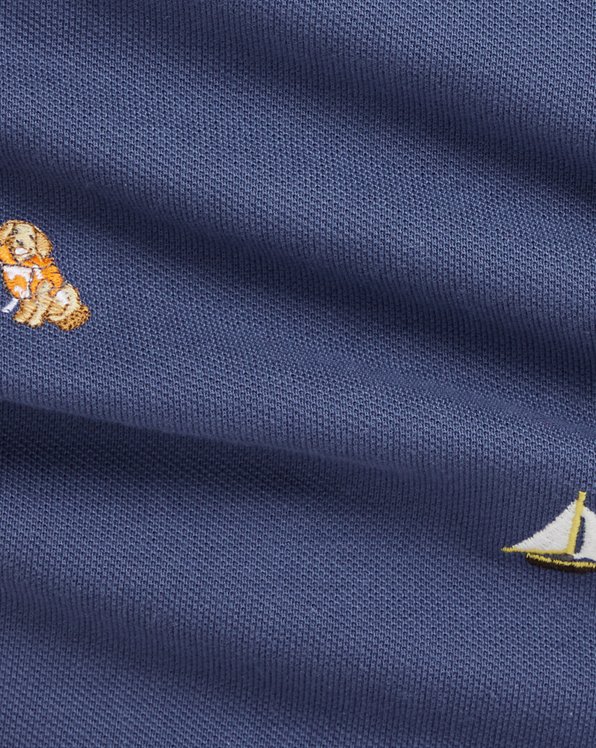 Embroidered Cotton Mesh Polo Shortall