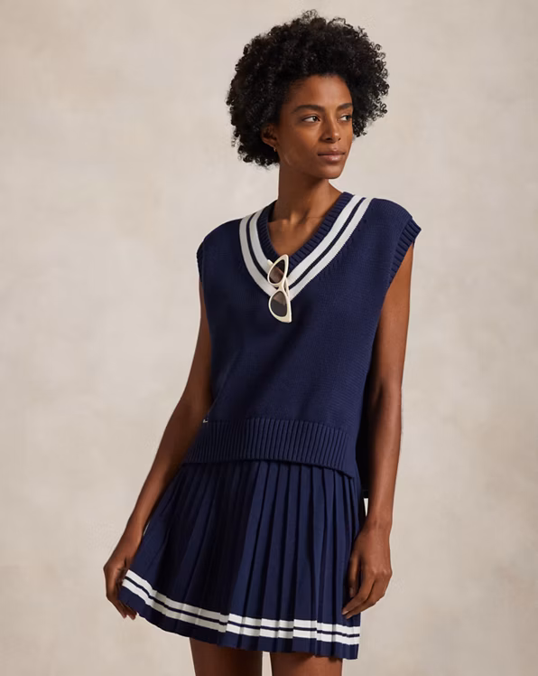 Cotton-Blend Sleeveless Cricket Jumper