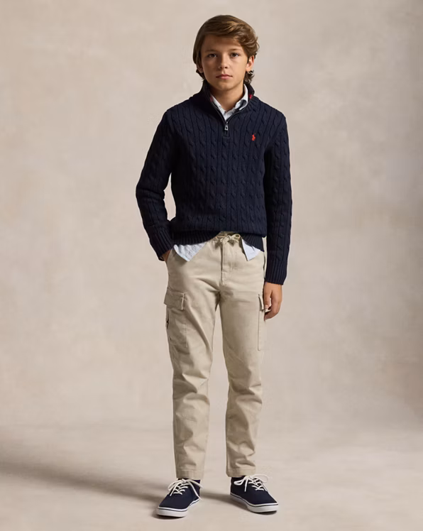 Cable-Knit Cotton Quarter-Zip Jumper