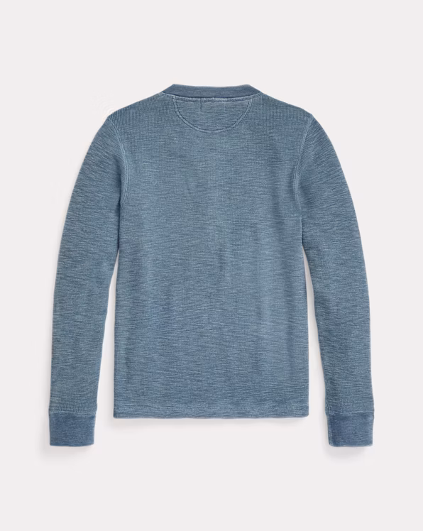 Stretch-Cotton Waffle Henley