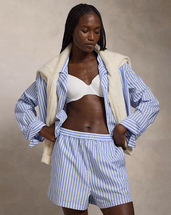 Crop Top & Boxer Poplin Pyjama Set