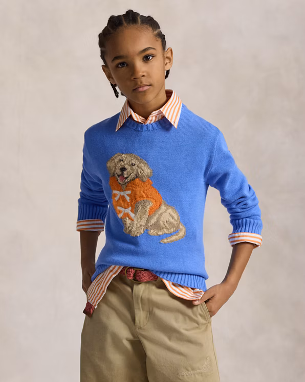 Dog-Intarsia Cotton Jumper