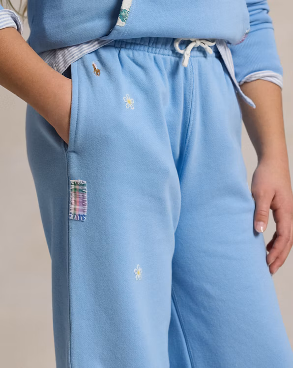 Floral Wide-Leg Tracksuit Bottoms