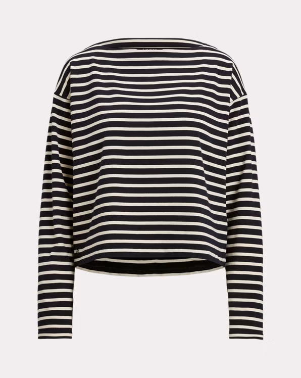 Striped Cotton Jersey Boatneck Top