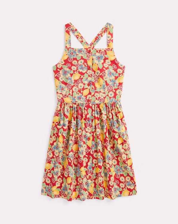 Lemon-Floral Slub Cotton Dress