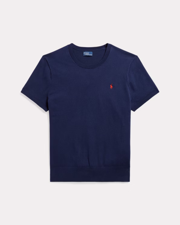 Cotton-Blend Short-Sleeve Jumper
