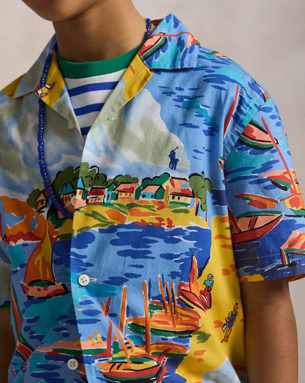 Riviera-Print Cotton Camp Shirt