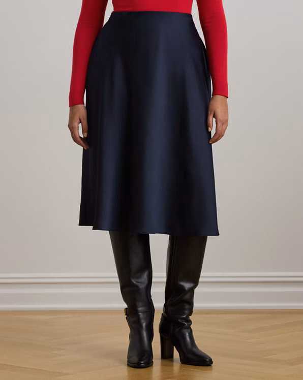 Satin Charmeuse Midi Skirt