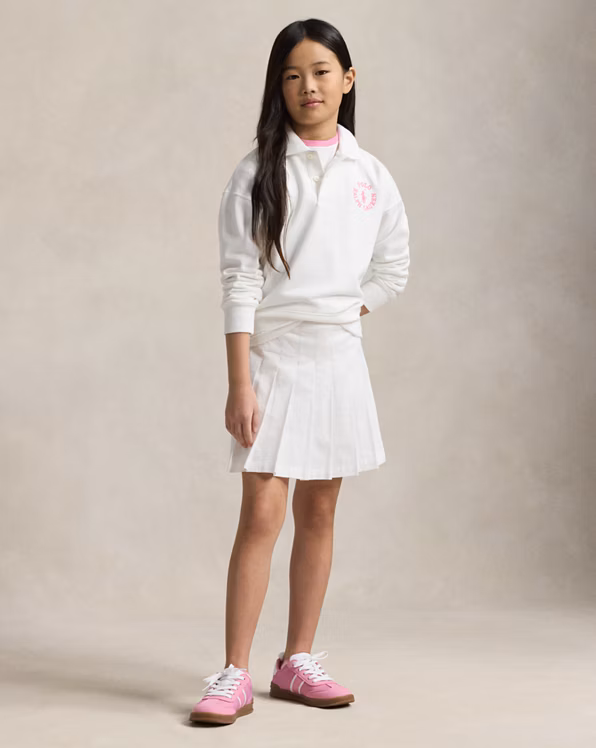 Pleated Cotton Seersucker Wrap Skort