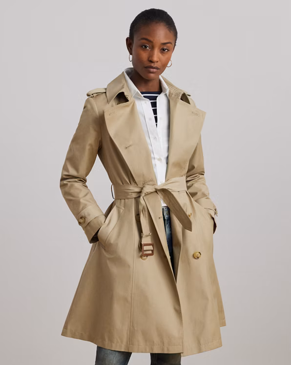 Double-Breasted Cotton-Blend Trench Coat