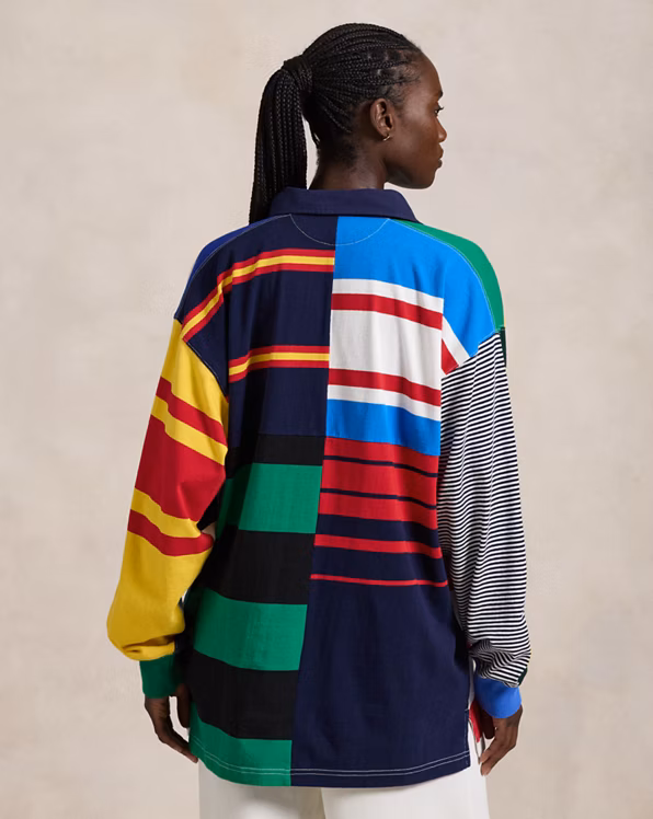 Patchwork-Stripe Jersey Rugby Shirt