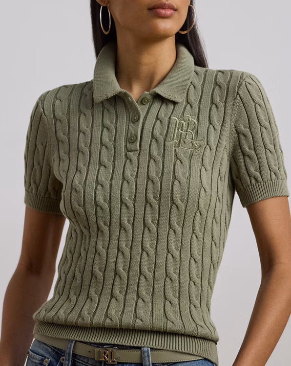 Cable-Knit Cotton Polo Jumper