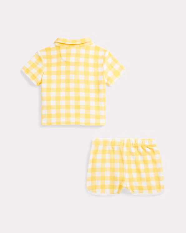 Gingham Terry Polo Shirt & Short Set