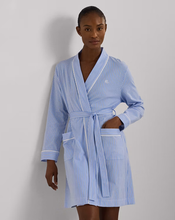 Striped Cotton Jersey Robe