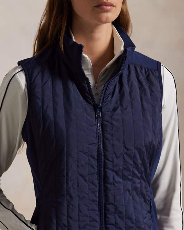 Hybrid Quilted-Front Zip Gilet