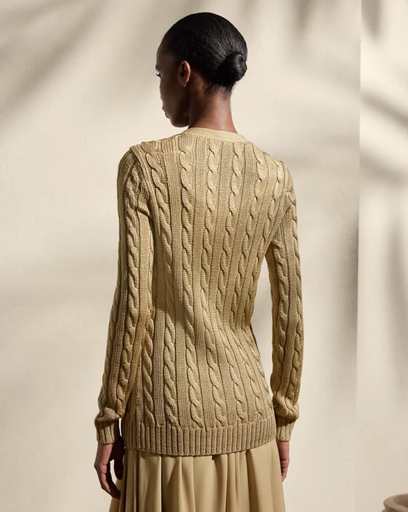 Cable-Knit Silk Cardigan Jumper