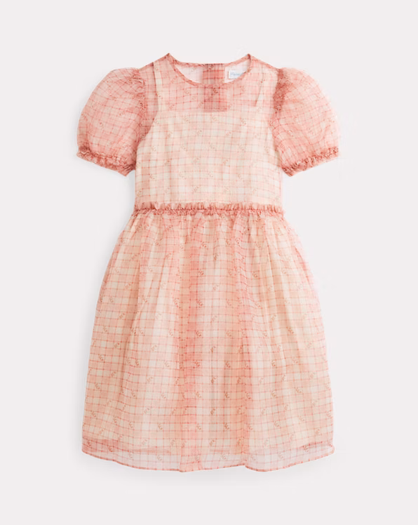 Floral Plaid Organza Dress