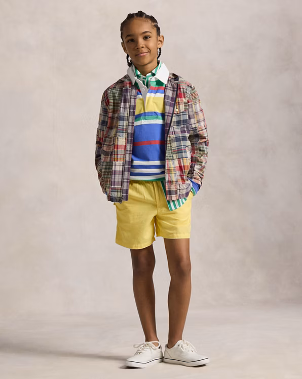 Patchwork Madras Hooded Shirt Jacket