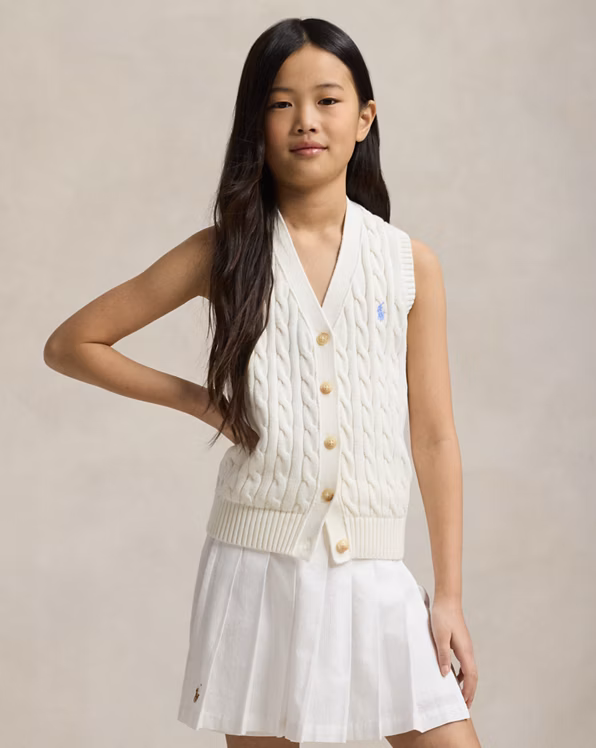 Cable-Knit Cotton Sleeveless Jumper