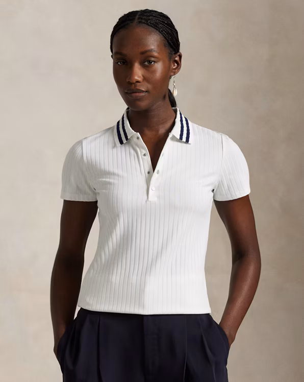 Slim Fit Rib-knit Polo Shirt