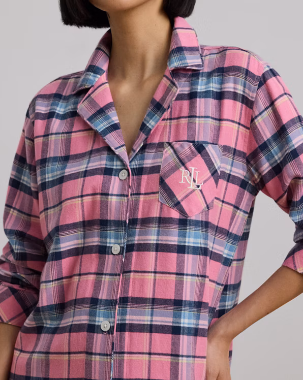 Plaid Cotton-Blend Twill Sleep Set