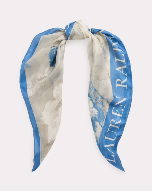 Floral Silk Mesh Square Scarf