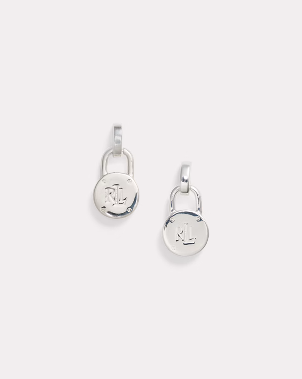 Sterling Silver Padlock Drop Earrings