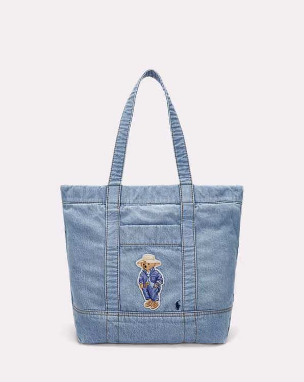 Polo Bear Denim Medium Tote