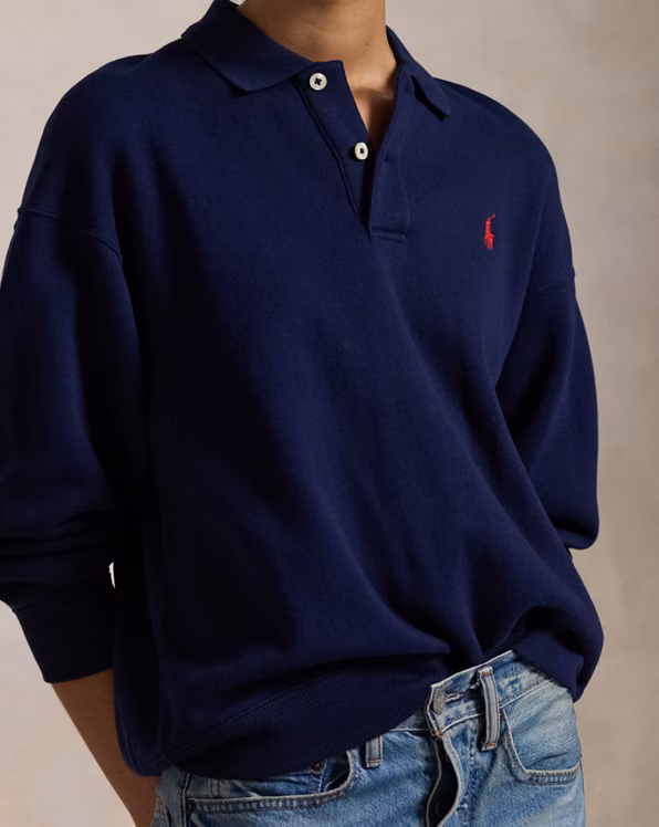 Polo-Collar Fleece Pullover