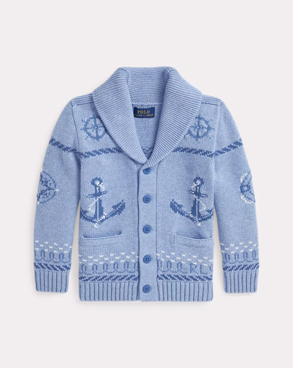Nautical-Inspired Cotton Shawl Cardigan