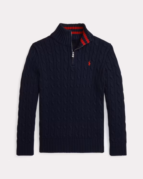Cable-Knit Cotton Quarter-Zip Jumper