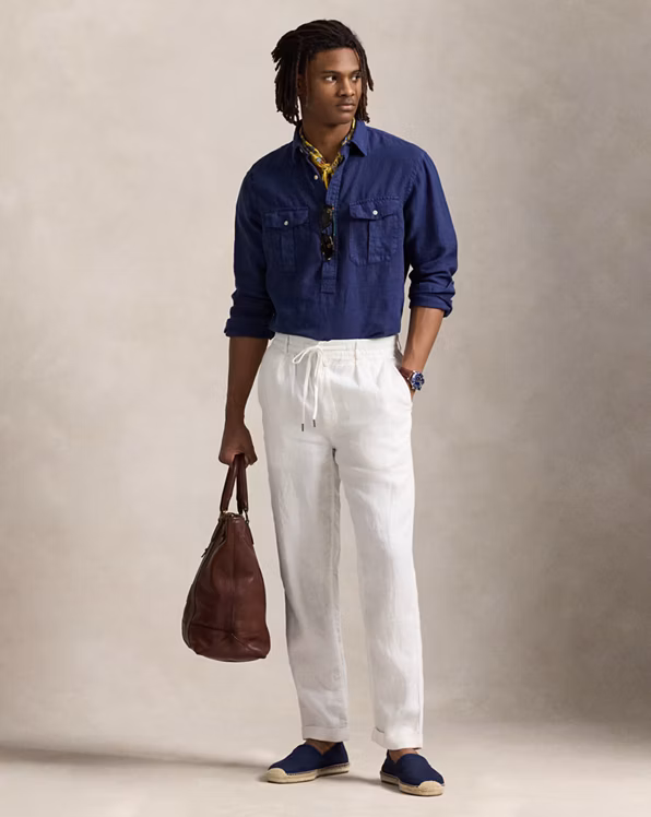Lateef Slim Tapered Fit Linen Trouser