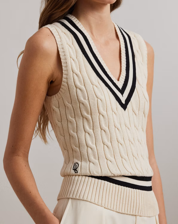 Cable-Knit Cotton Sleeveless Jumper