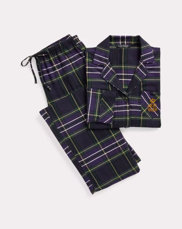 Plaid Herringbone Twill Sleep Set